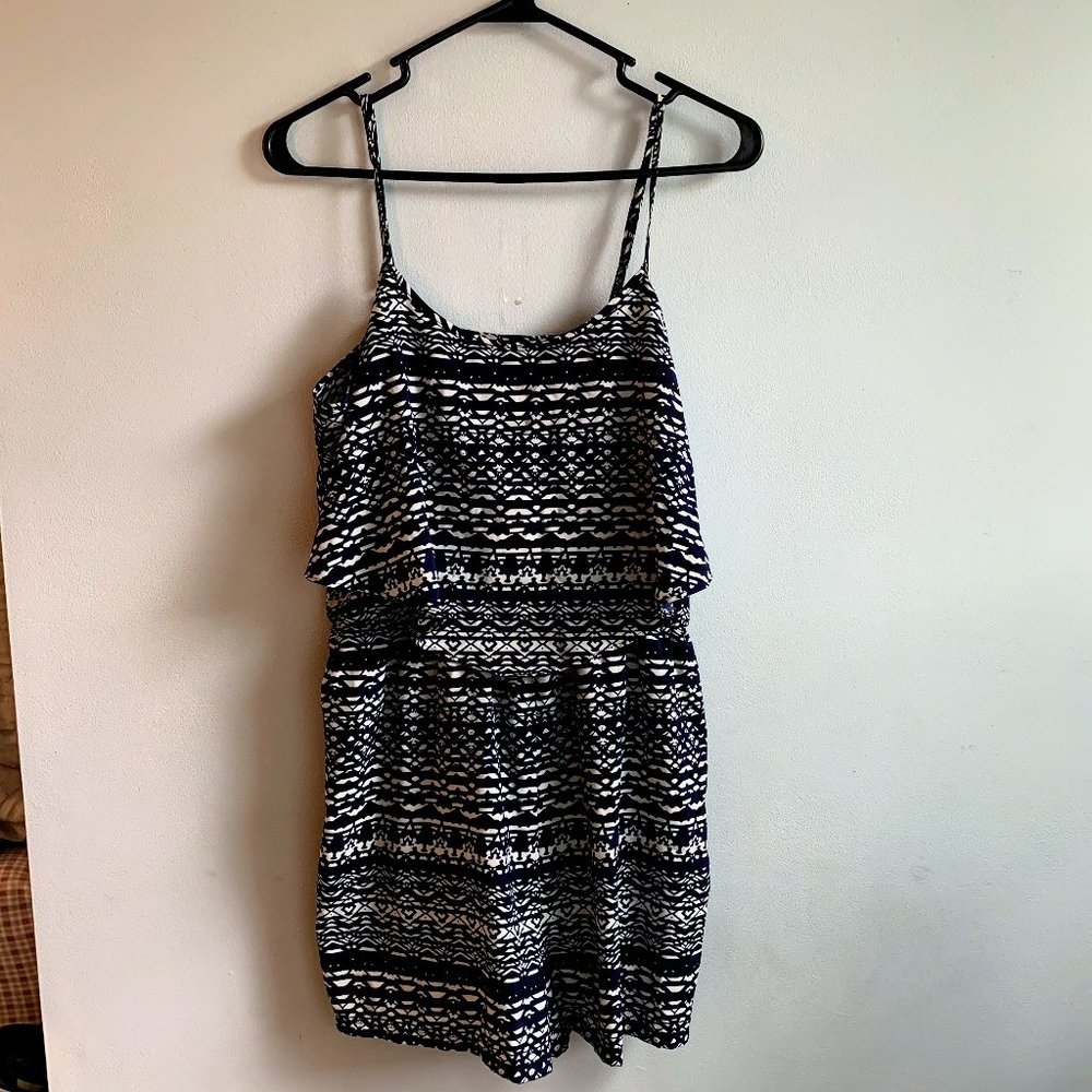 Navy Patterned Romper